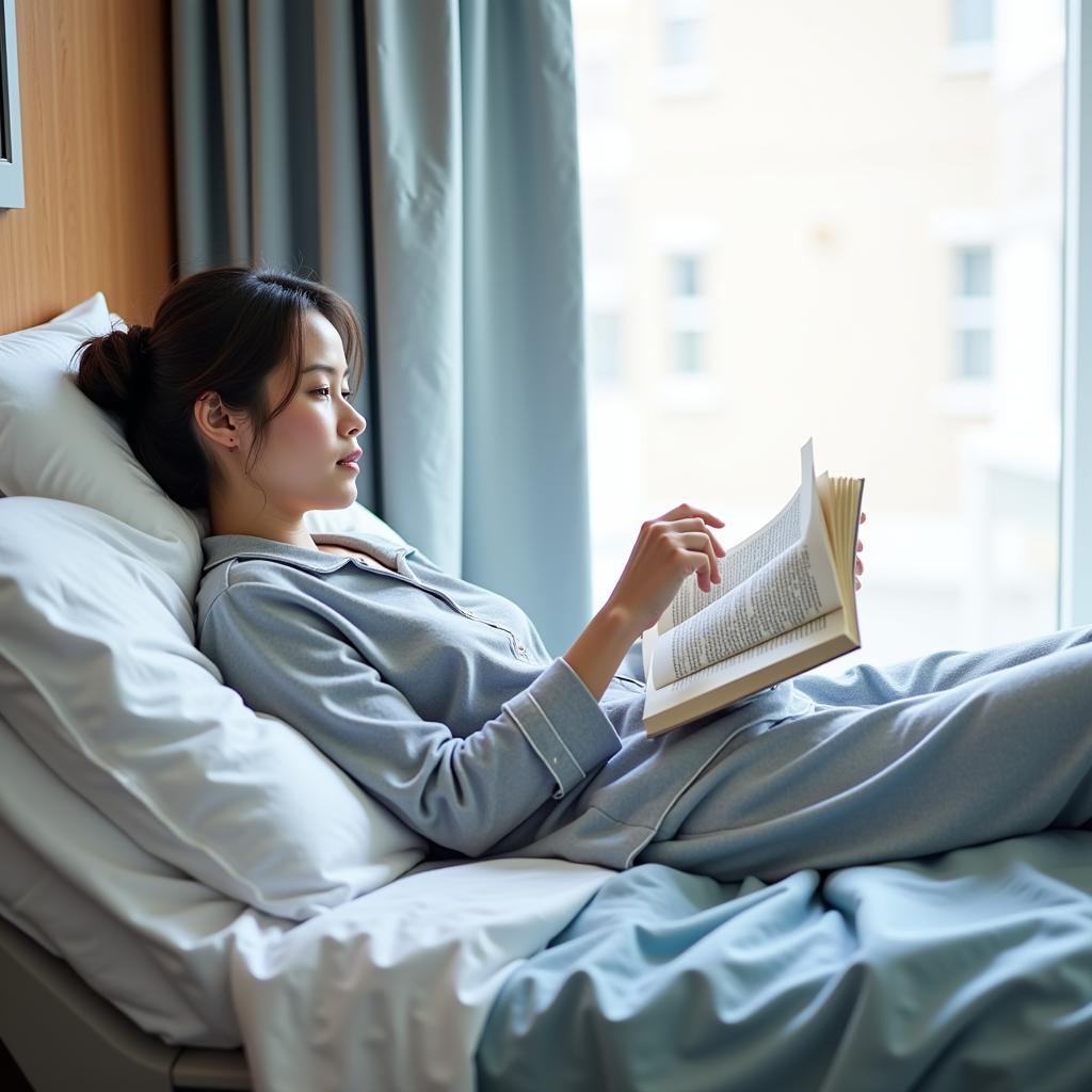 Relaxed Patient in Hospital Pajamas