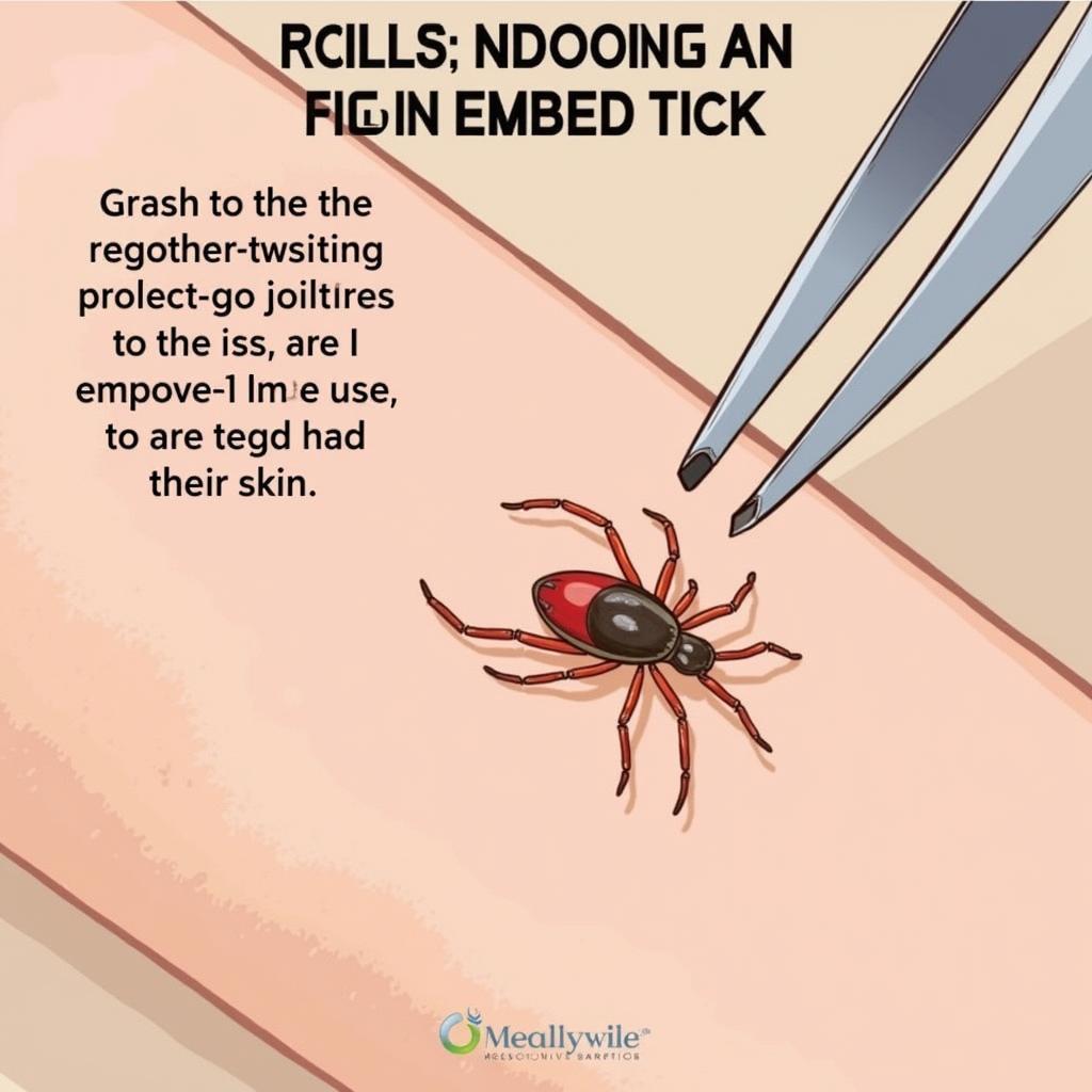 safely removing an embedded tick with tweezers