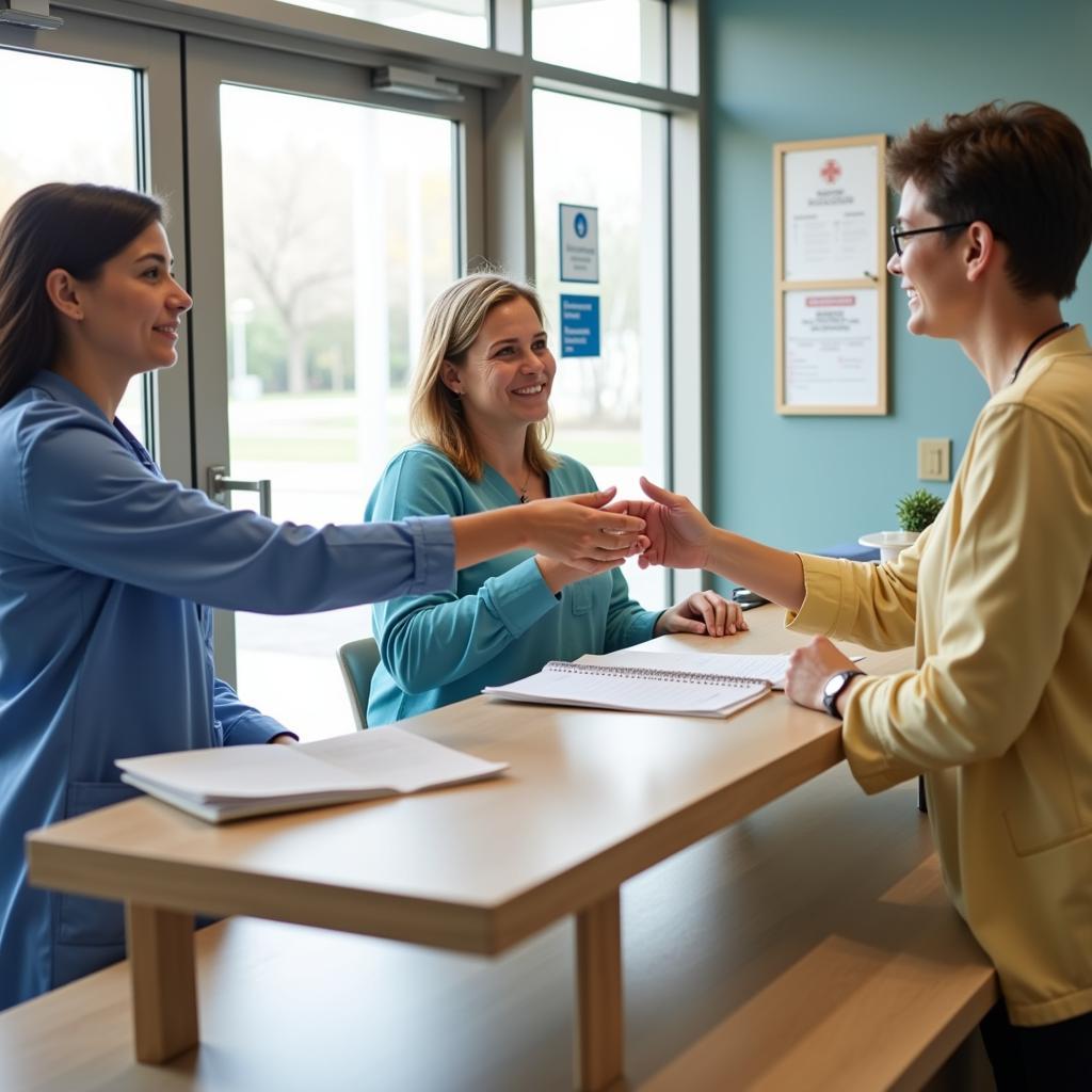 Patient Completing Medical Records Request Form at Riverbend