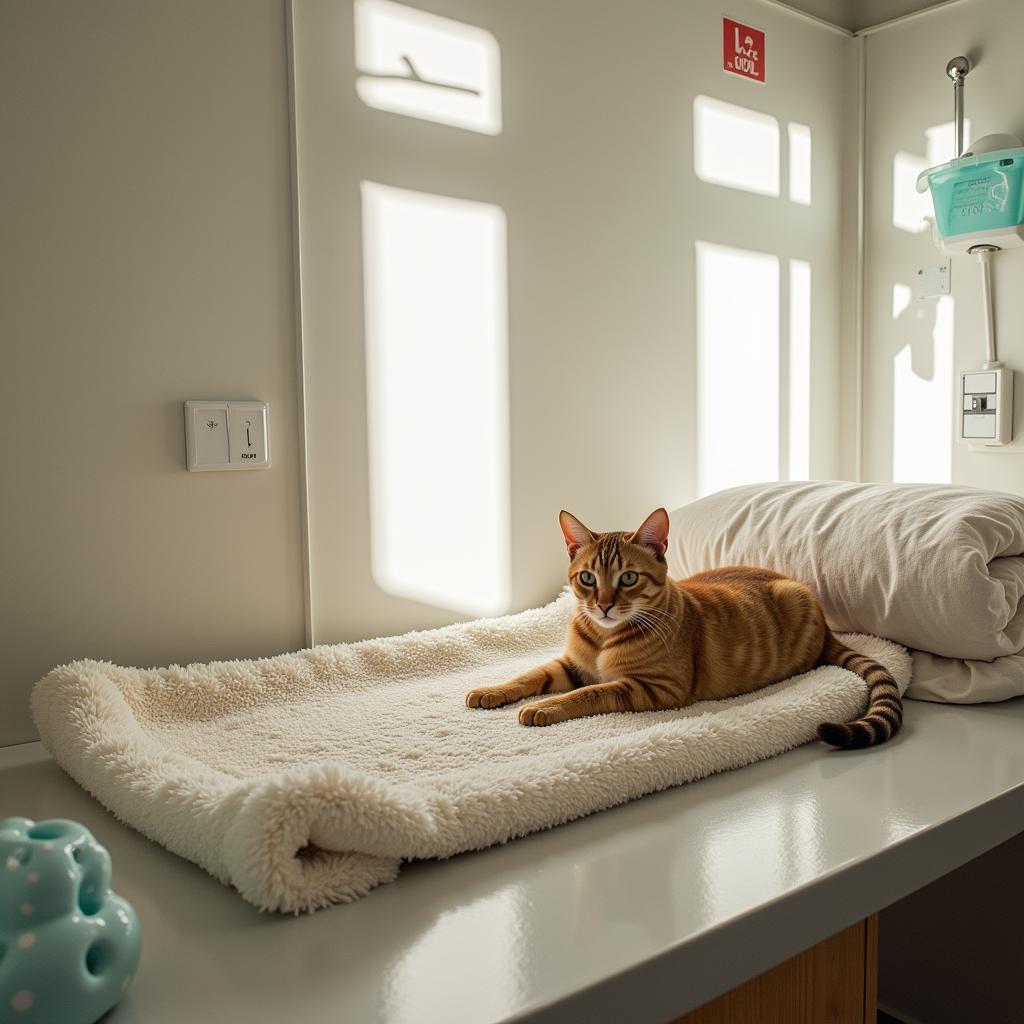 Clean and comfortable cat recovery room at Resler Animal Hospital 