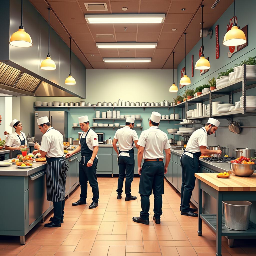 Bustling Restaurant Kitchen