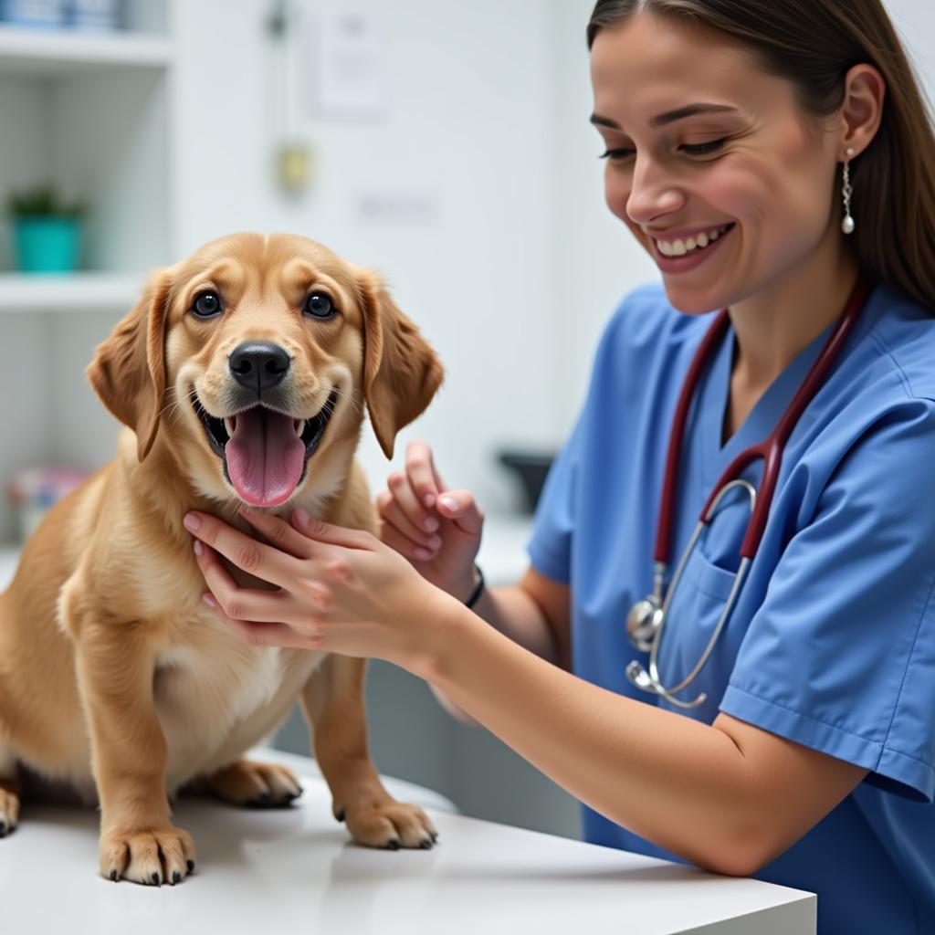 Puppy receiving vaccination at Royal Oak Animal Hospital