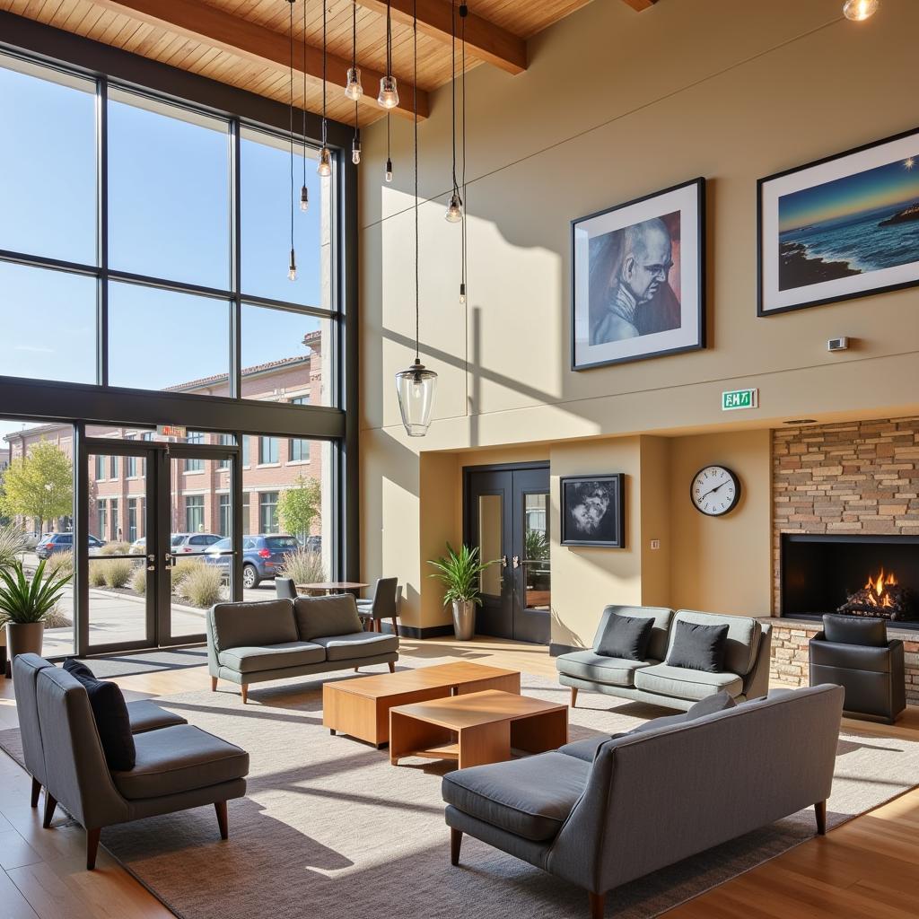 Spacious and stylish lobby of a Sage Hotel in Denver