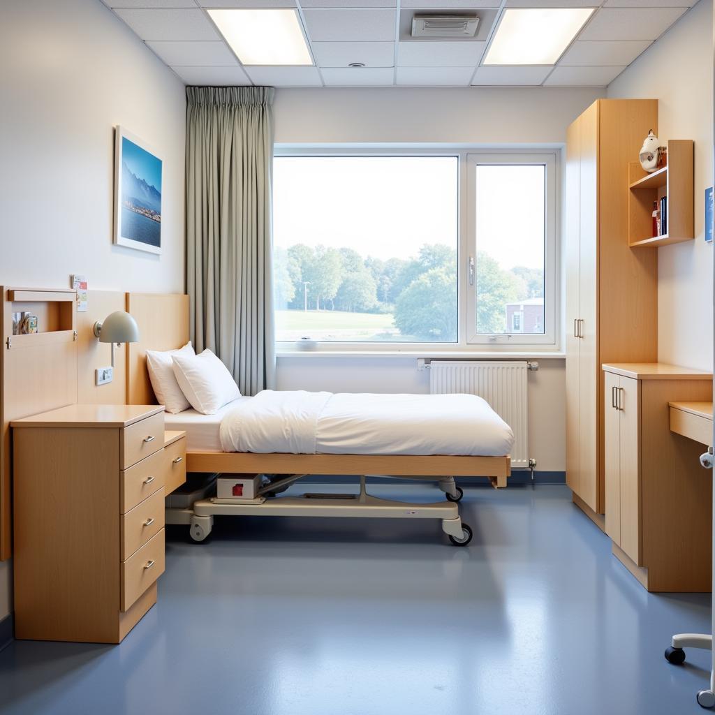 Bright and welcoming patient room at Sahlgrenska