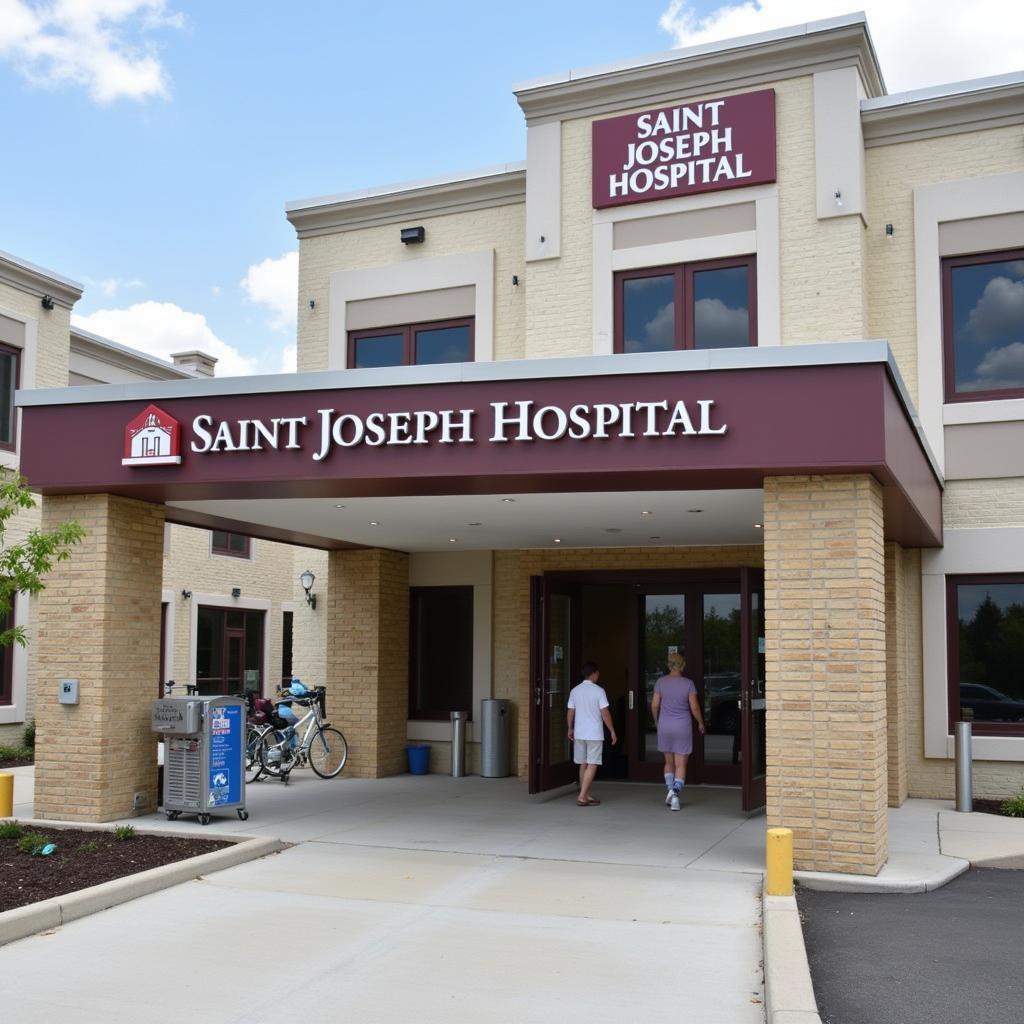 Main entrance of Saint Joseph Hospital