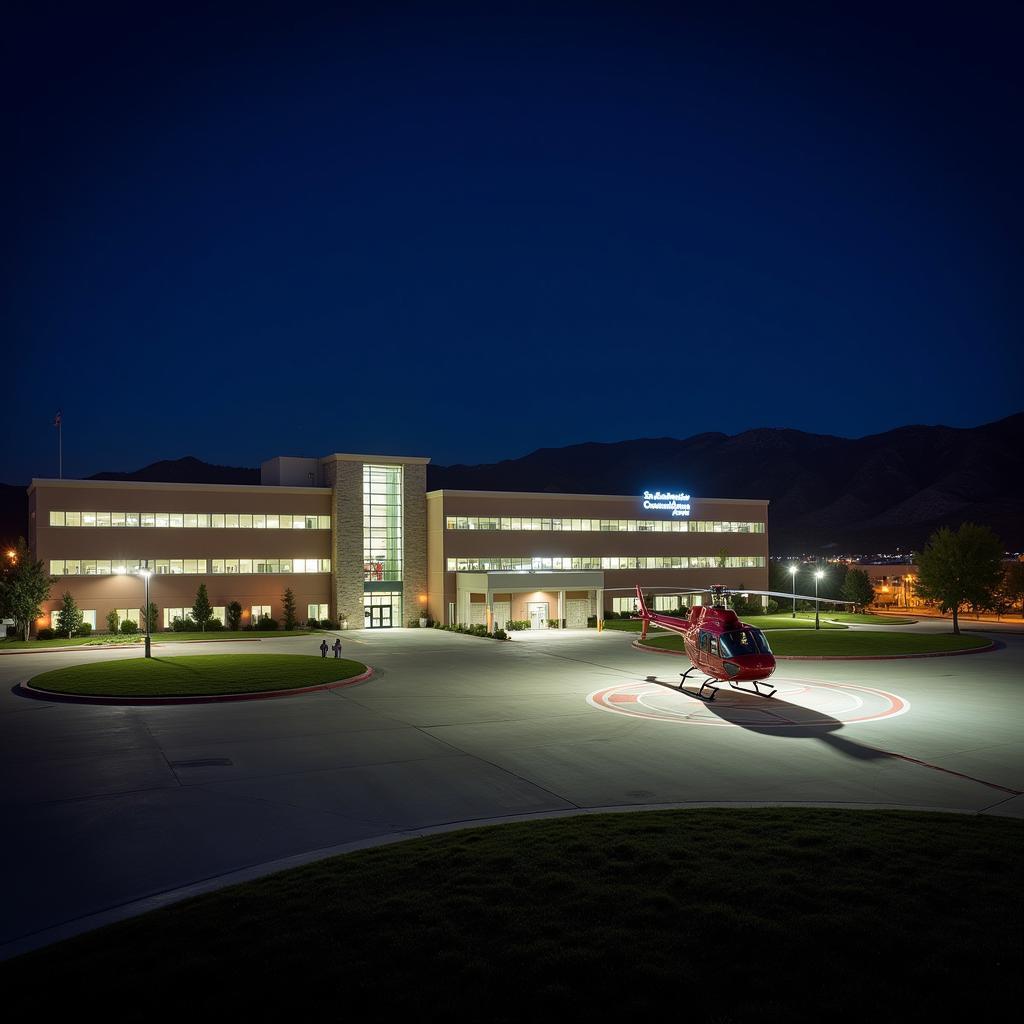 Night View of San Bernardino Community Hospital Heliport