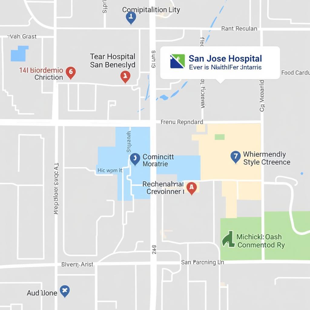 San Jose Hospital's Location near 294 E Hospitality Ln