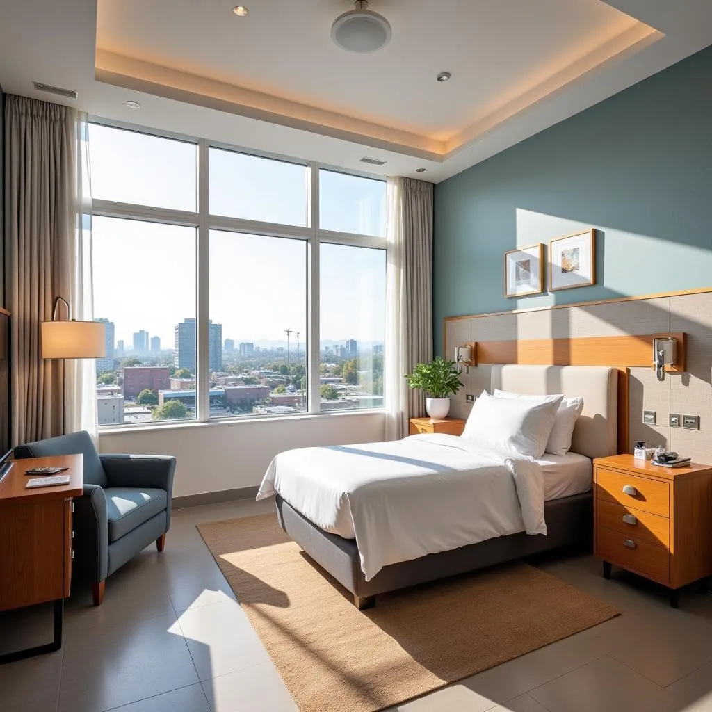 Modern and Luxurious Patient Room with City View at San Jose Hospital