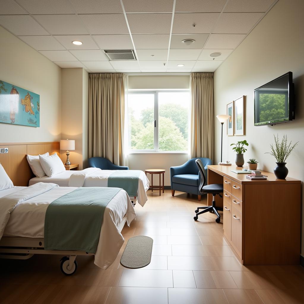 Comfortable and modern patient room at Sao Camilo Hospital