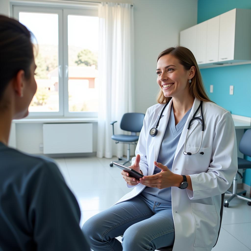 Doctor Consulting with Patient in Sardinia Hospital Room