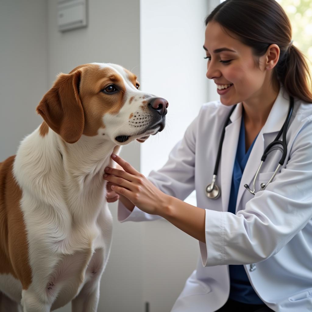 Veterinarian Examining a Senior Dog