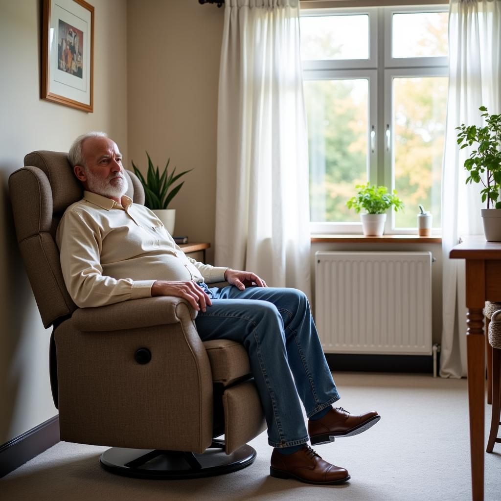 Senior Man Using a Hospital Recliner Chair