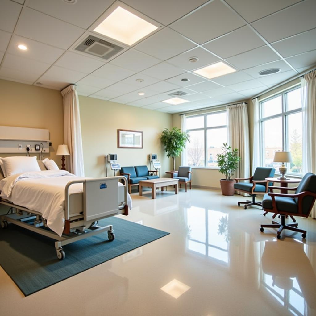 Comfortable and modern patient room at Sentara CarePlex Hospital