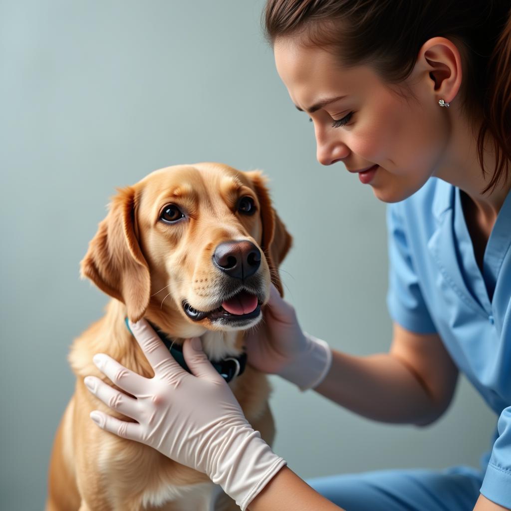 Seymour veterinarian examining a dog