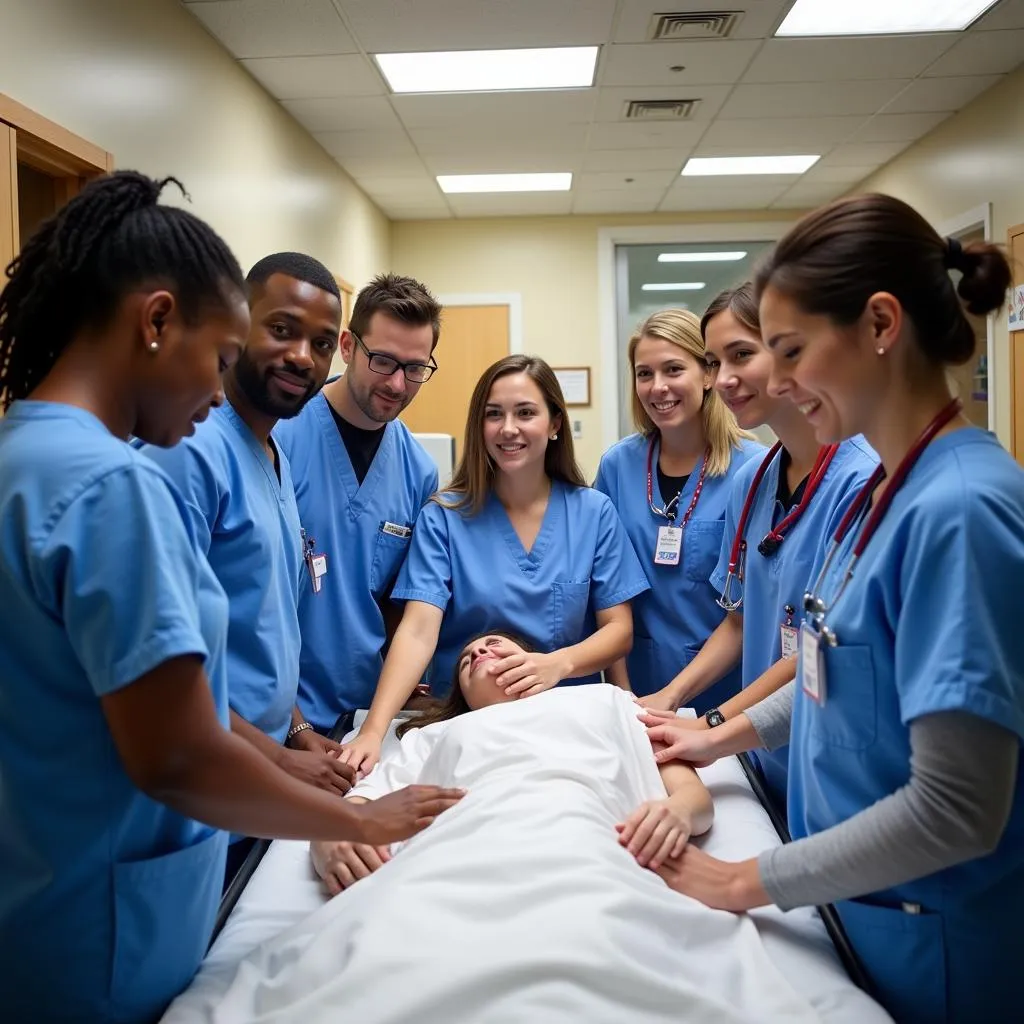 SF General Hospital Emergency Department medical team collaborating on patient care