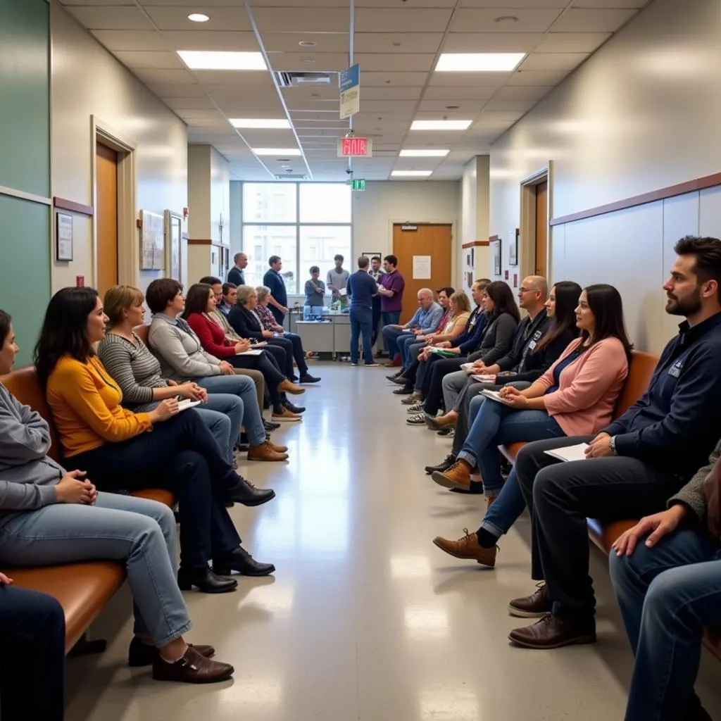 Patients waiting in the SF General Hospital Emergency Department waiting area