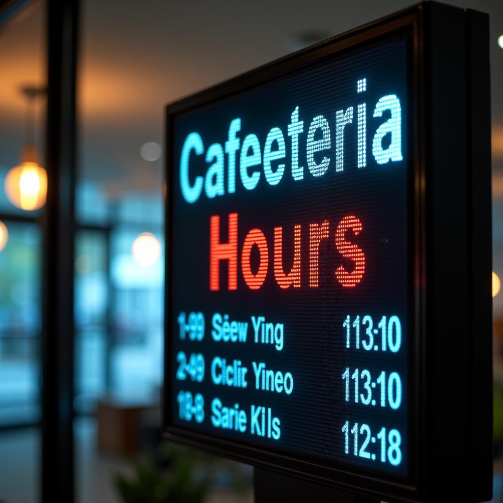 Sharp Memorial Hospital Cafeteria Hours Displayed on Digital Sign