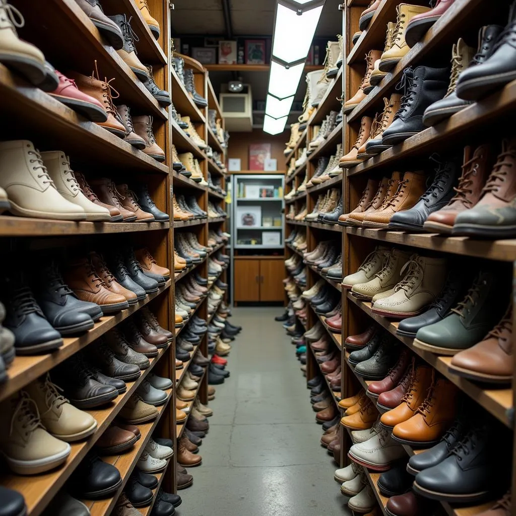 Shoe Hospital Interior with Shelves of Shoes