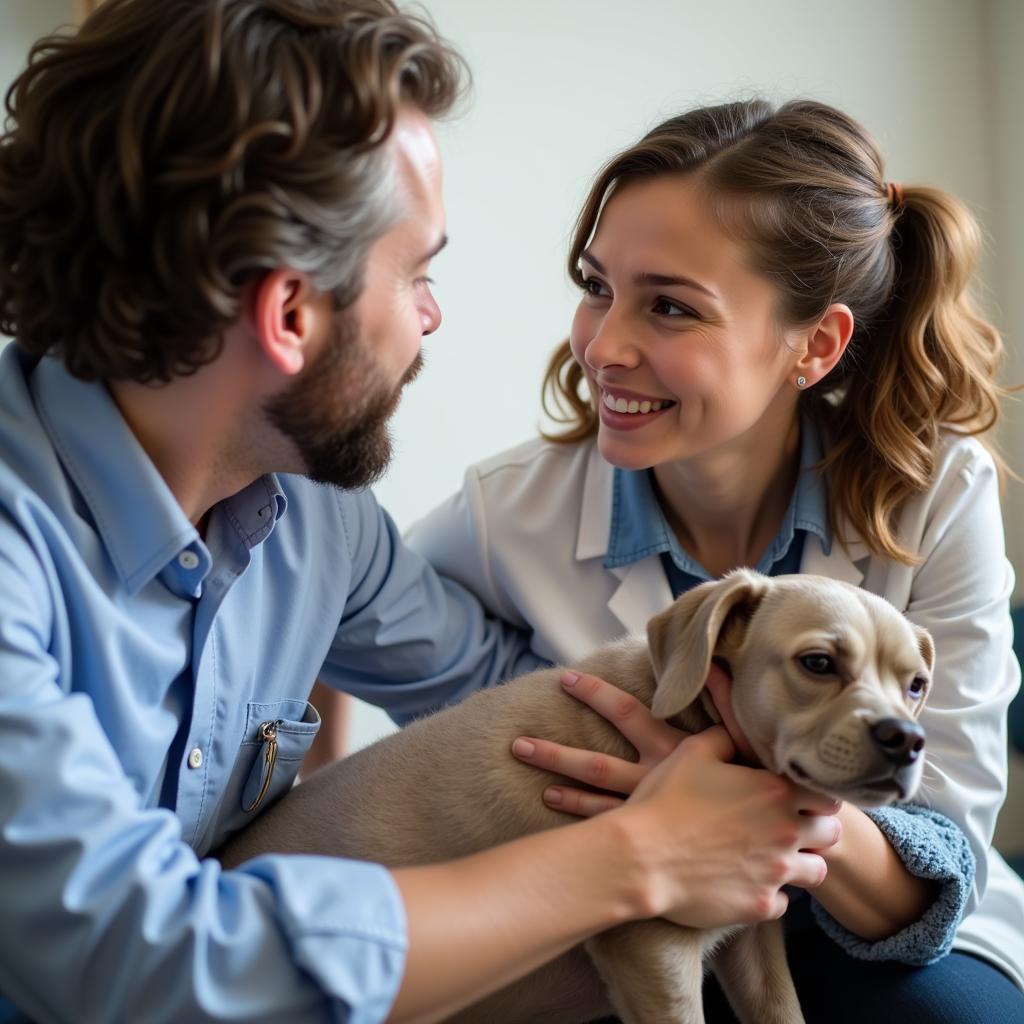 Veterinarian comforting a pet parent in South Austin