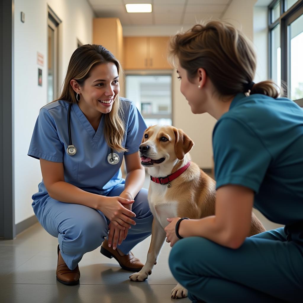 Pet owner meeting with veterinarian for a consultation