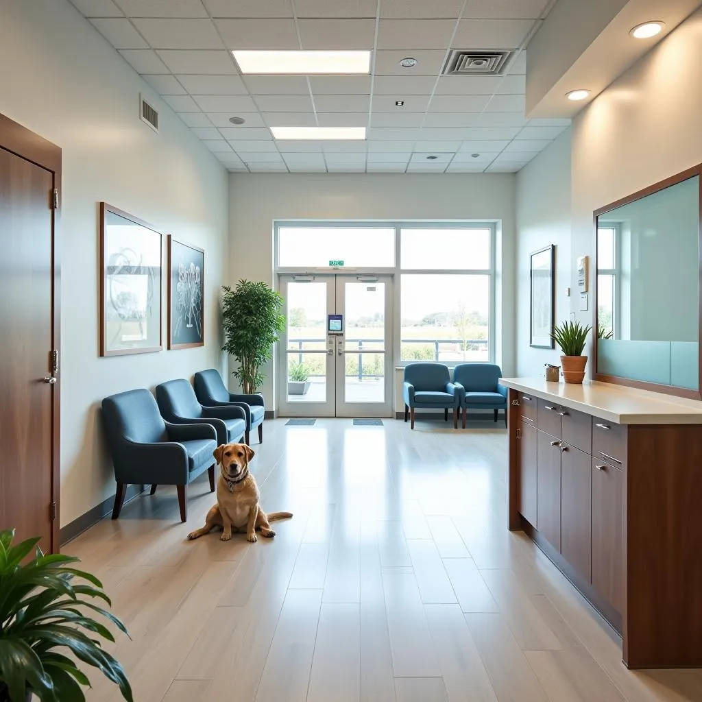 Inviting reception area of a veterinary hospital