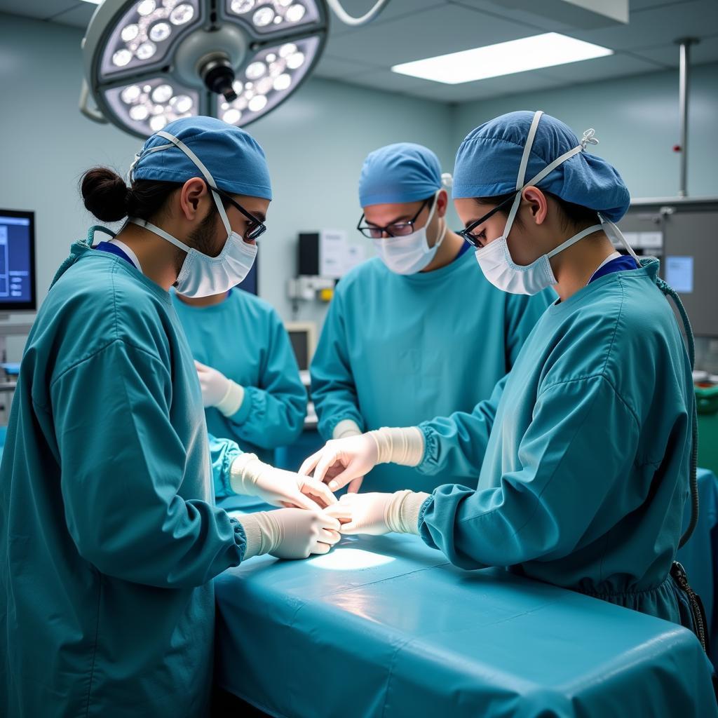 Surgical team preparing for surgery