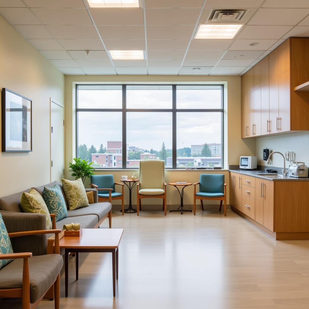 Comfortable waiting area in the gastroenterology department at St. Joseph Hospital.