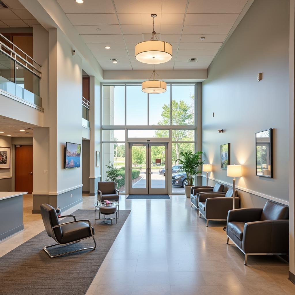 Spacious and welcoming hospital waiting area