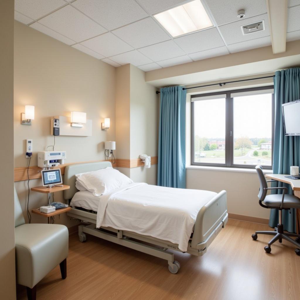 Modern and comfortable patient room with advanced medical equipment