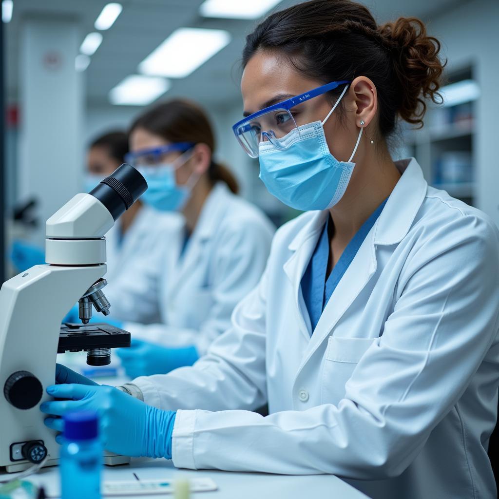 Medical laboratory technician analyzing samples