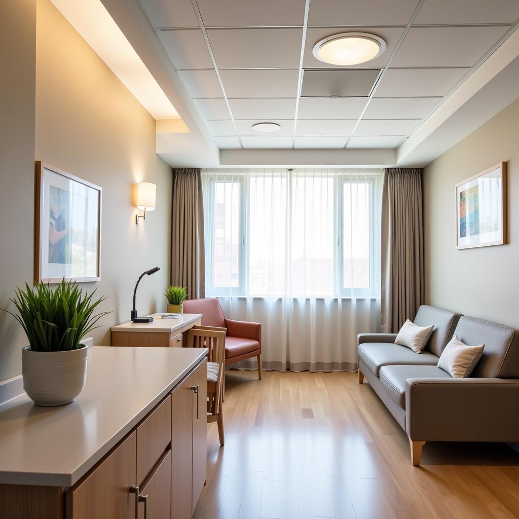 Stevens Hospital Washington's patient room emphasizing patient comfort