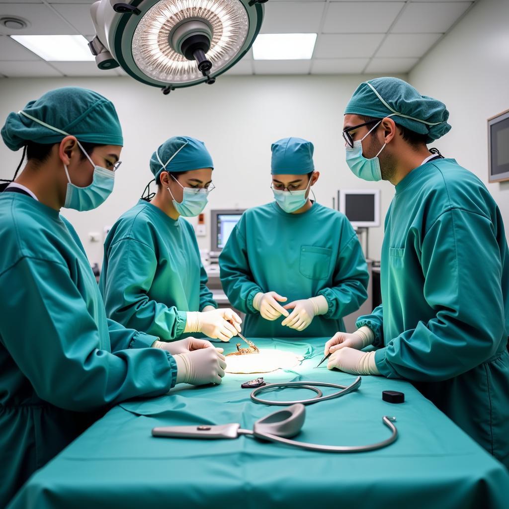 Surgical team preparing for a procedure at Green Valley Animal Hospital