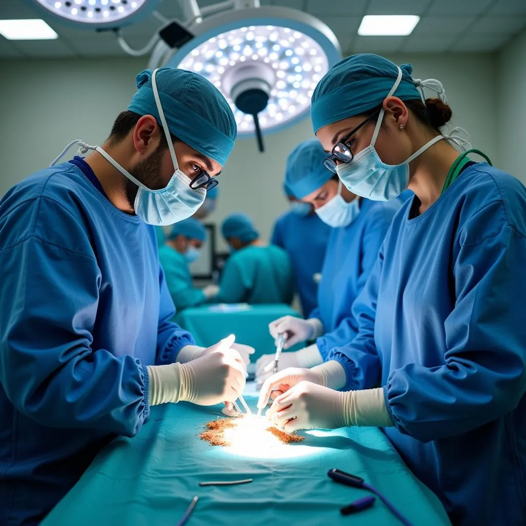 Surgical Team Performing Minimally Invasive Surgery