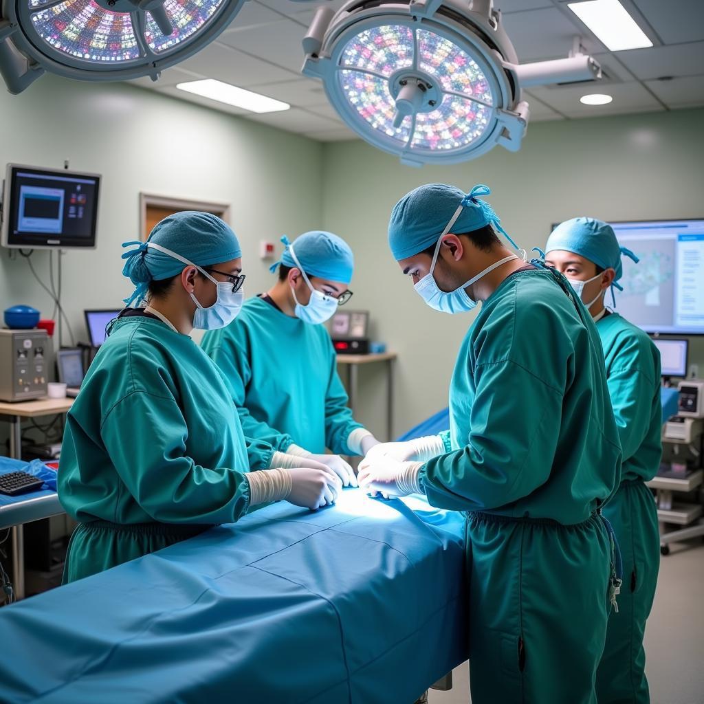 State-of-the-art surgical suite with advanced medical equipment and a skilled surgical team.