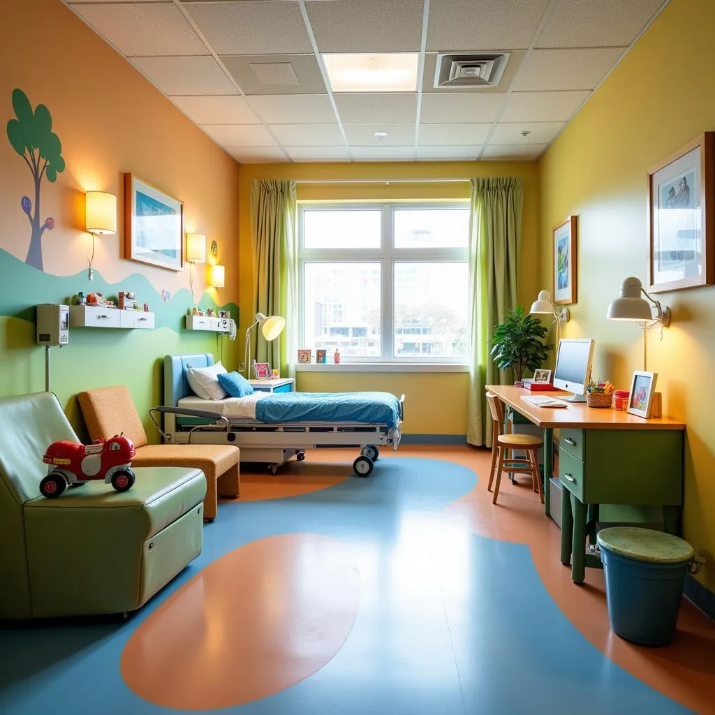 Child-friendly patient room at Texas Children's Hospital