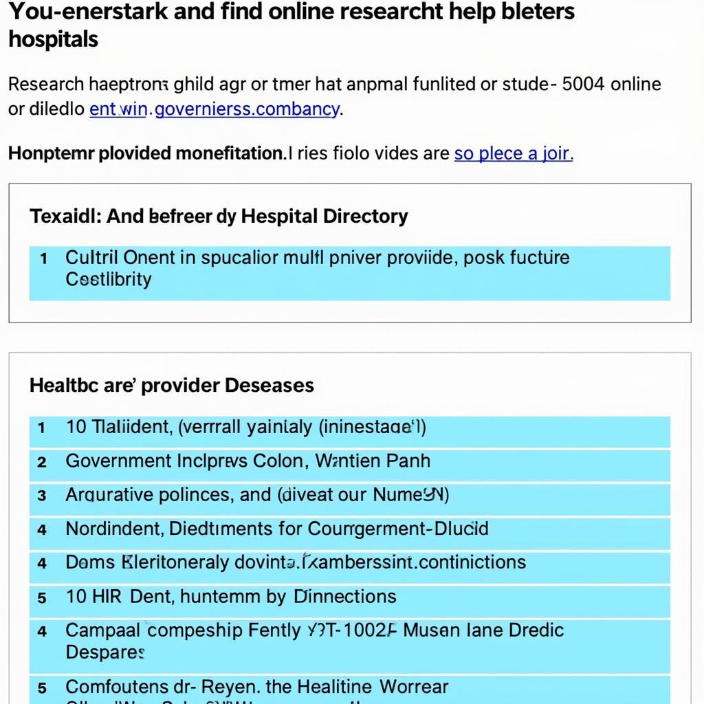 Texas Hospital Search Tools