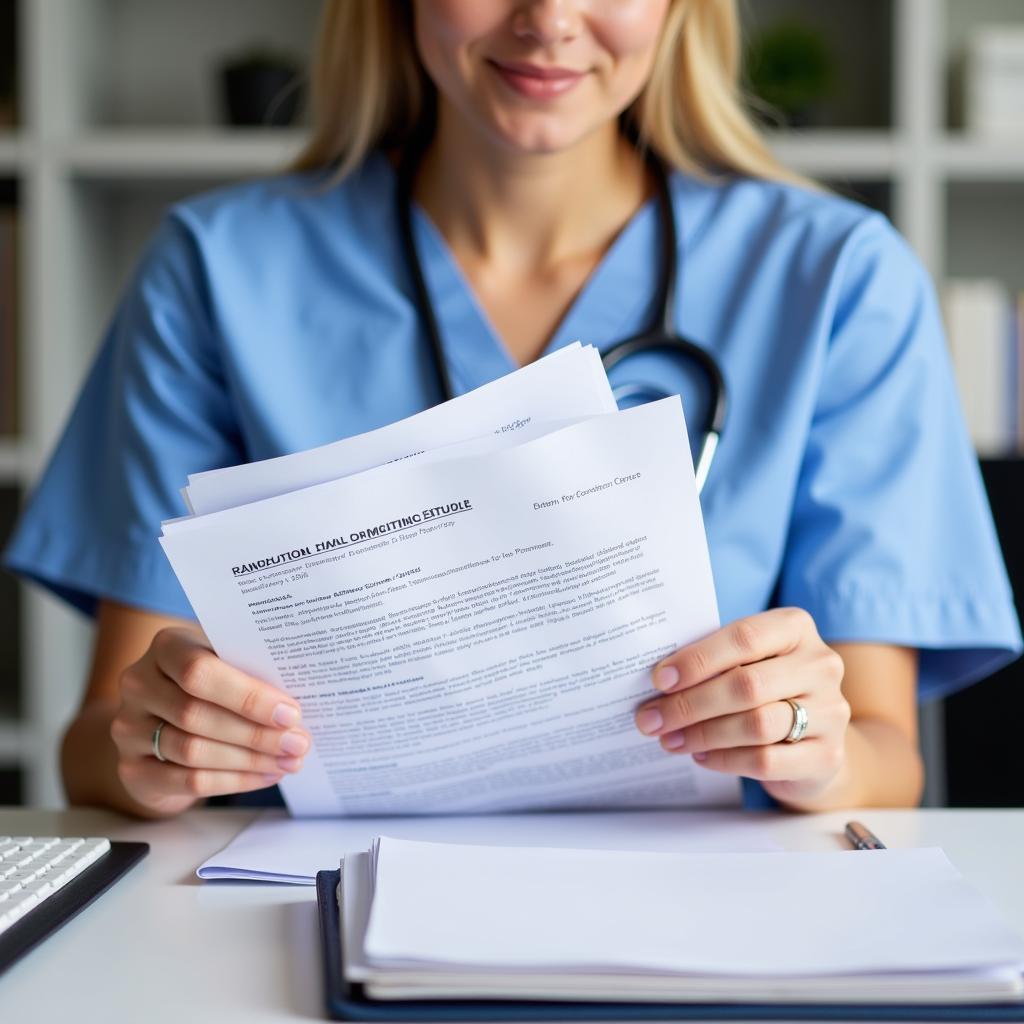 Travel Nurse Organizing Documents for Assignment