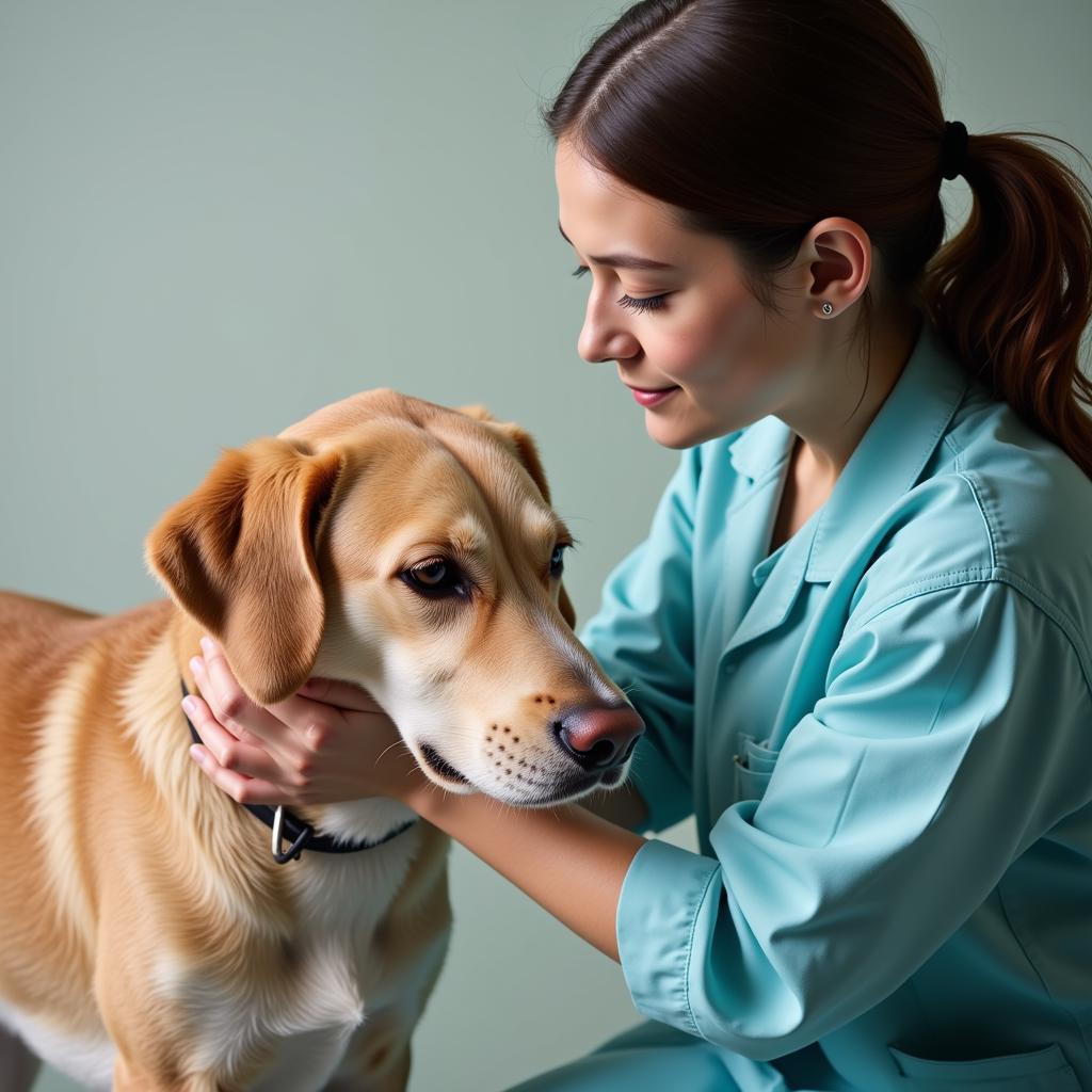  Veterinarian examining a dog at Tylertown Animal Hospital