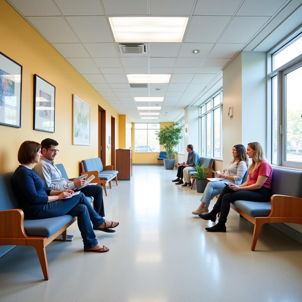 Comfortable waiting area in the pre-procedure unit at UNC Hospitals