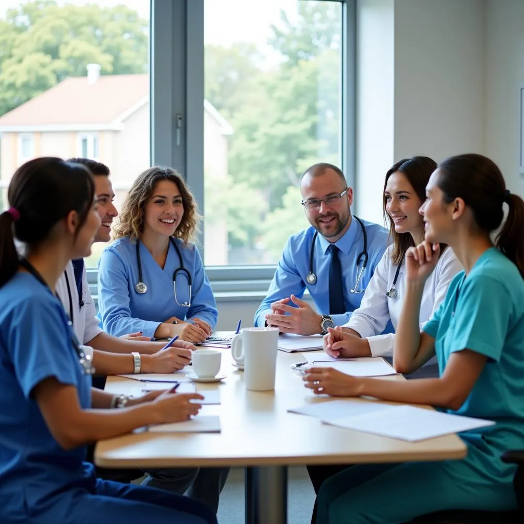 Healthcare professionals collaborating in a meeting