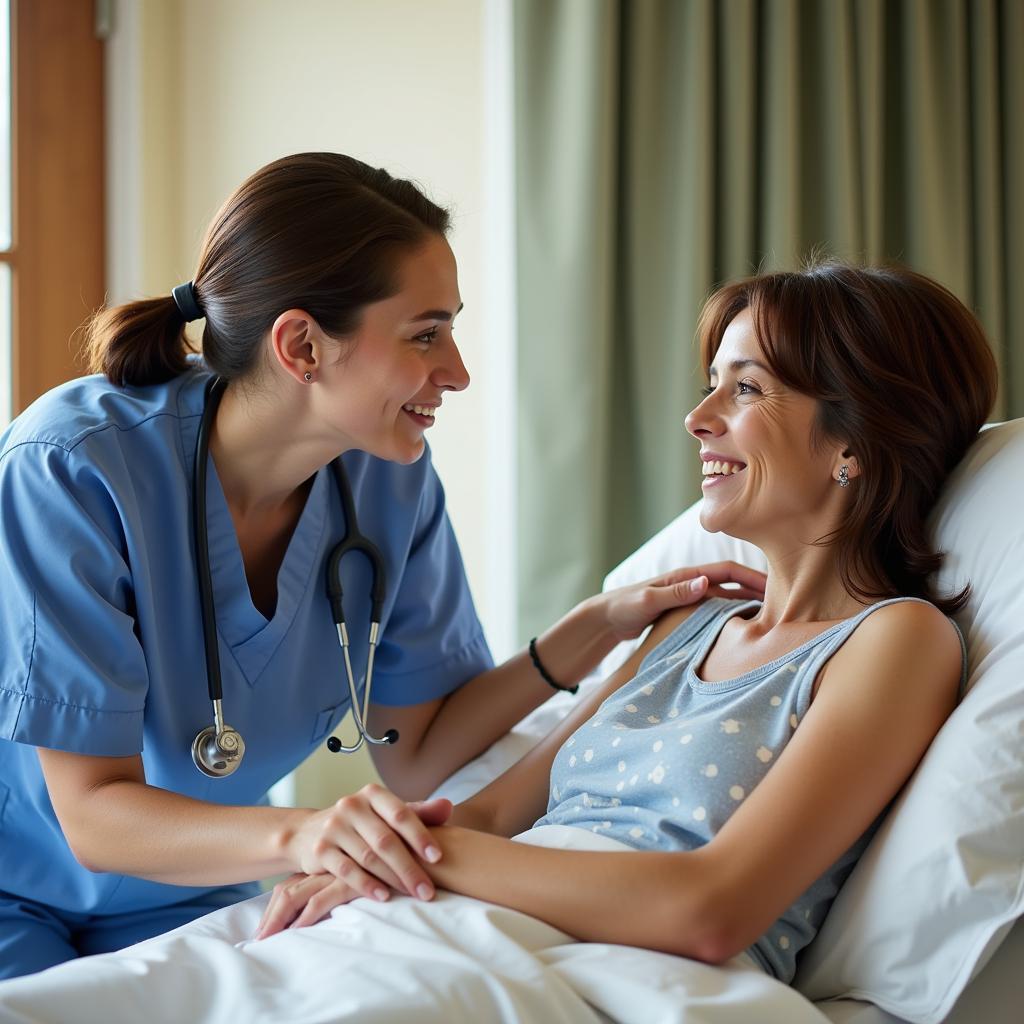 University of Missouri Hospital Nurse Interacting with Patient