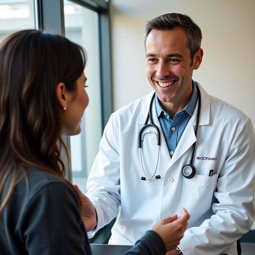 Compassionate urgent care physician consulting with a patient