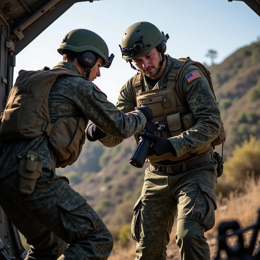 US Navy Hospital Corpsman providing emergency care