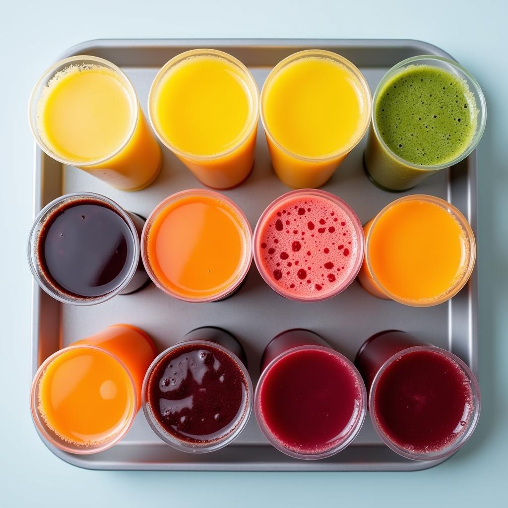 Assortment of Colorful Hospital Juice Cups