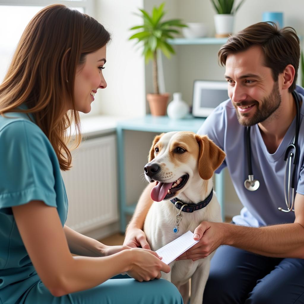 Veterinarian consulting with a pet owner in Valley Stream