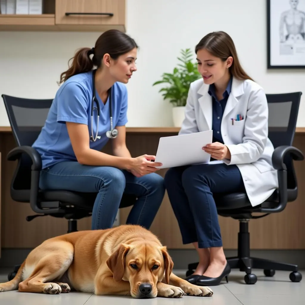  Veterinarian and Client discussing a treatment plan