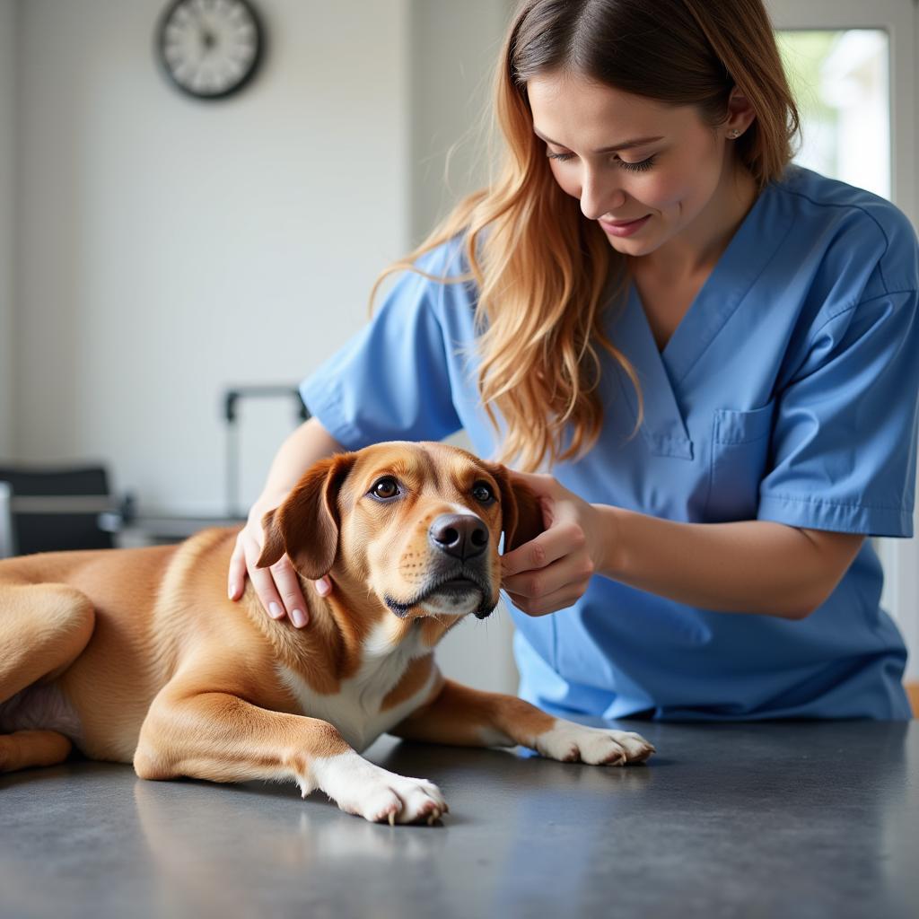 Veterinarian Comforting a Dog in Ipswich