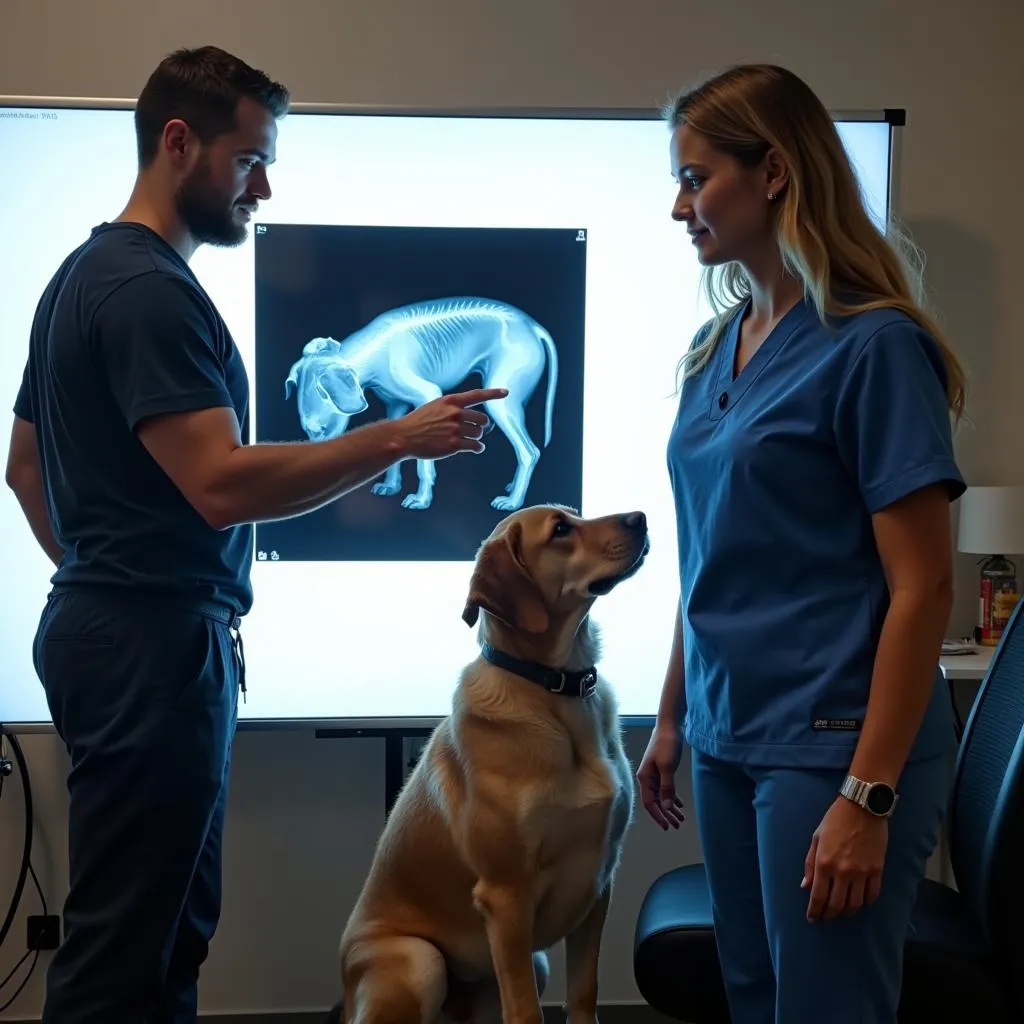 Veterinarian explaining treatment options to pet owner