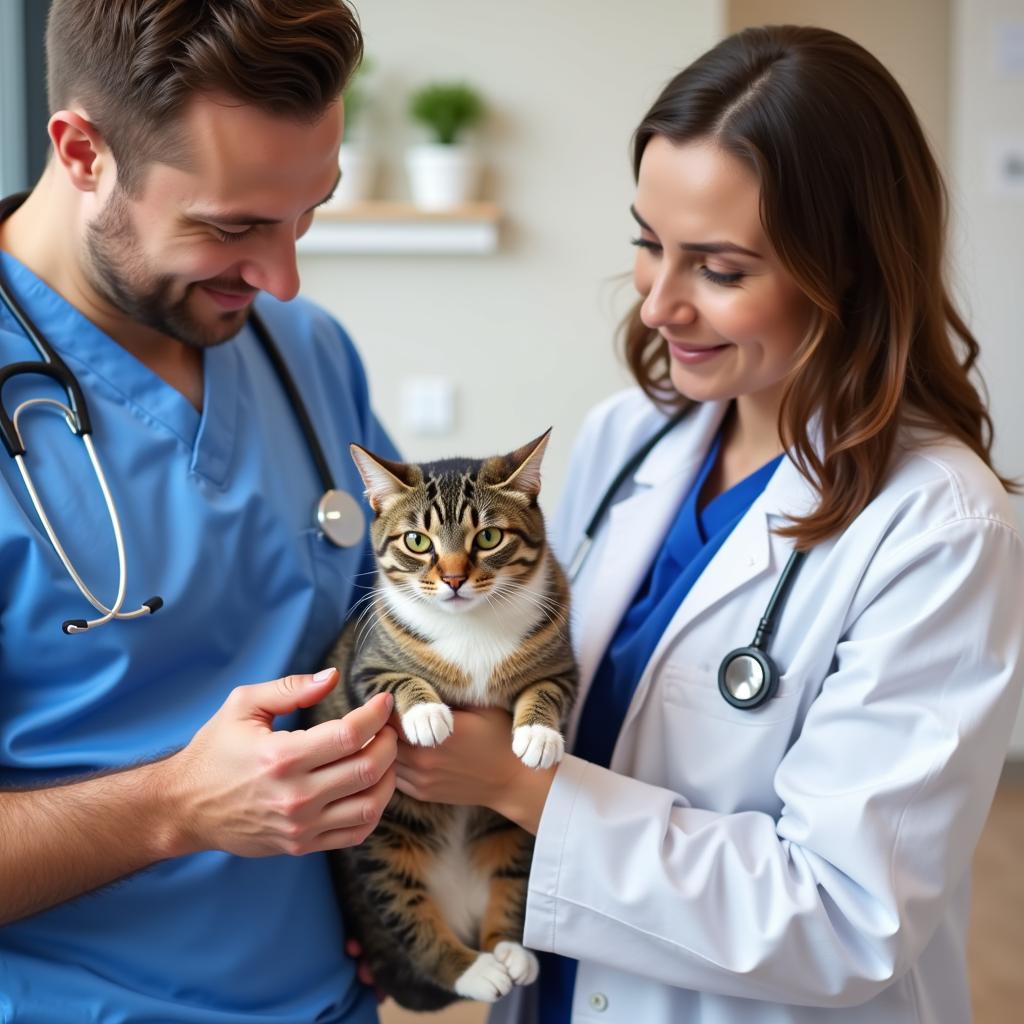 Veterinarian Comforting a Cat