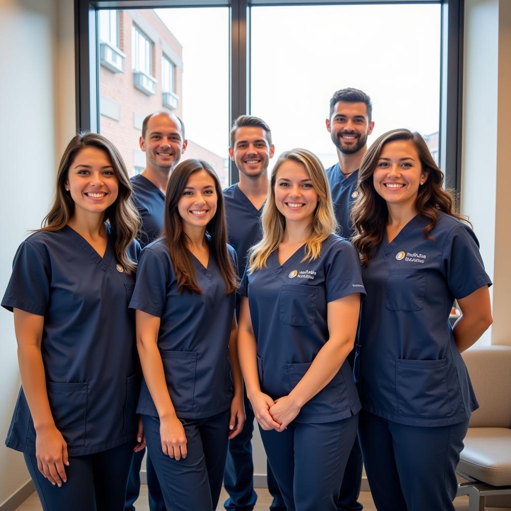 Veterinarian and veterinary technician smiling